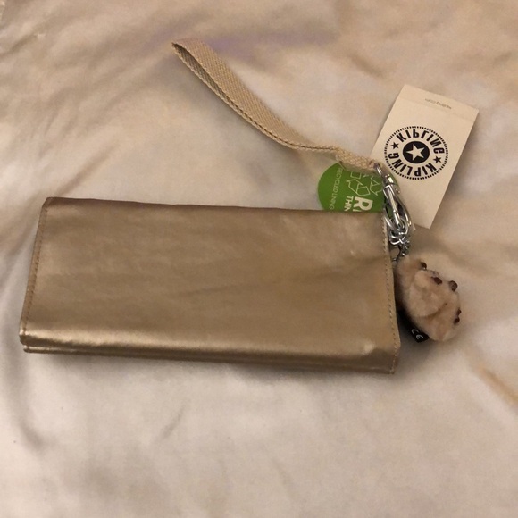 Kipling Rubi Large Wristlet Wallet Color Starry Gold Metallic + Monkey OS NWT - Picture 9 of 16